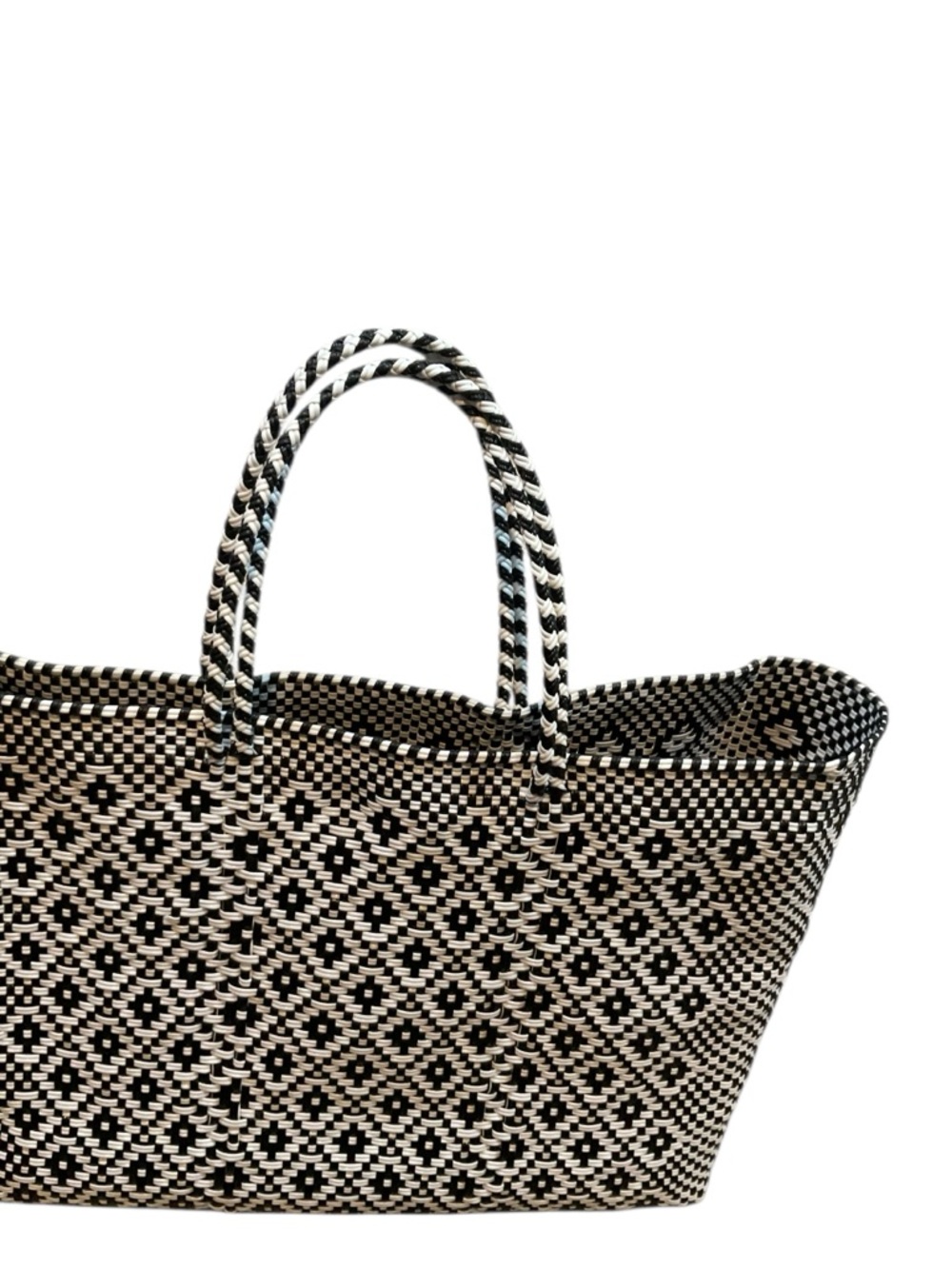 Source Unknown Black and White Geometric Woven Tote - Picture 5 of 9